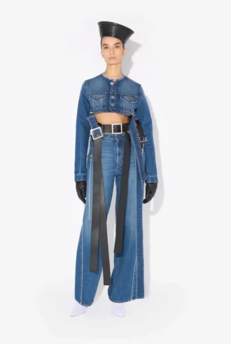 Blugi din denim cu curele