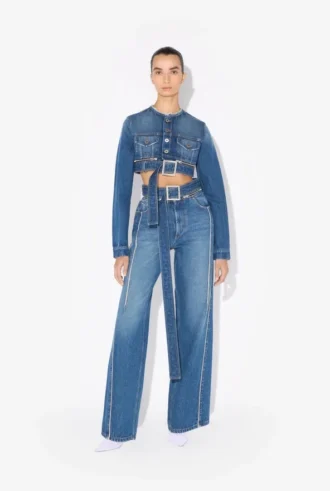 Blugi din denim cu curele