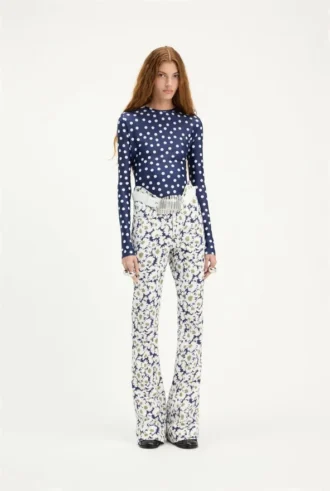 Blugi din denim cu imprimeu floral