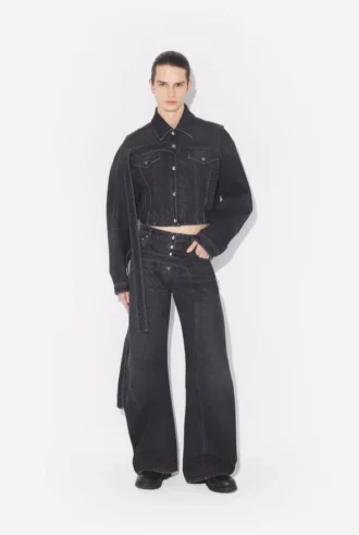 Blugi din denim negru cu curea