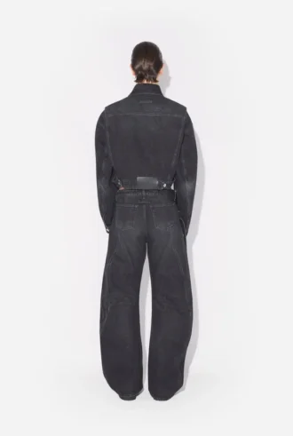 Blugi din denim negru cu curea