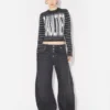 Blugi din denim negru cu curea Blugi din denim negru cu curea