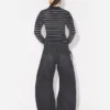 Blugi din denim negru cu curea Blugi din denim negru cu curea