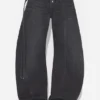 Blugi din denim negru cu curea Blugi din denim negru cu curea