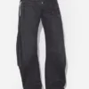 Blugi din denim negru cu curea Blugi din denim negru cu curea