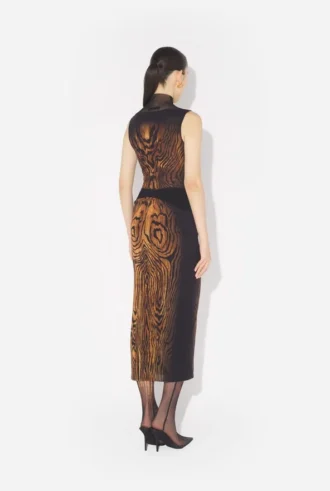 Fusta lungă drapată cu imprimeu „Wood”