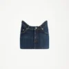 Fusta mini din denim cu croi curbat