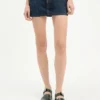 Fusta mini din denim cu croi curbat