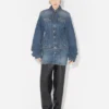 Geci din denim albastru cu mâneci oversized Geci din denim albastru cu mâneci oversized