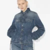 Geci din denim albastru cu mâneci oversized Geci din denim albastru cu mâneci oversized