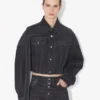Geci din denim negru cu curea Geci din denim negru cu curea
