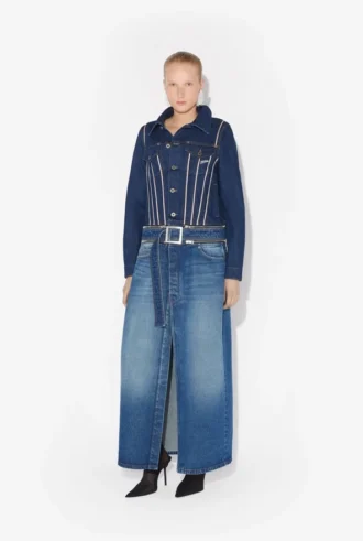 Paltoanul din denim cu două moduri de purtare Paltoanul din denim cu două moduri de purtare
