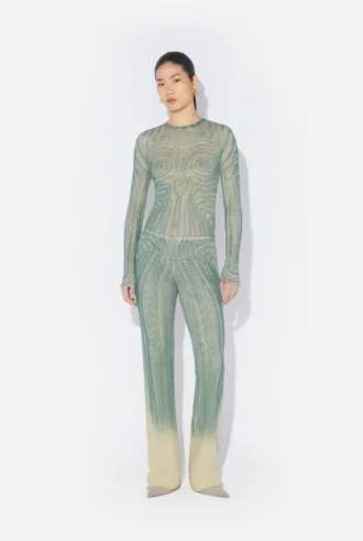 Pantaloni albastri cu imprimeu spiral