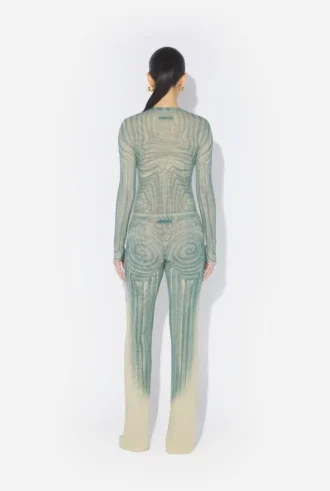 Pantaloni albastri cu imprimeu spiral
