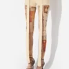 Pantaloni scurți bej cu patch-uri Gaultier