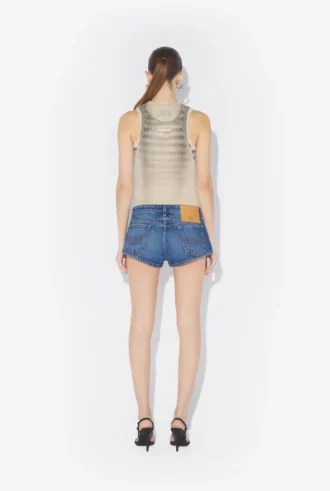 Pantaloni scurți din denim albastru cu nasturi