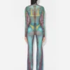 Reeditare – Top din plasă cu Mesh Print cu buline albastre
