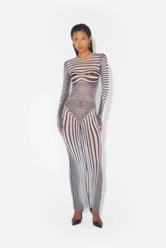 Reeditare – rochia albastru închis cu imprimeu Body Morph