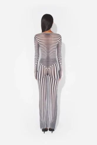 Reeditare – rochia albastru închis cu imprimeu Body Morph