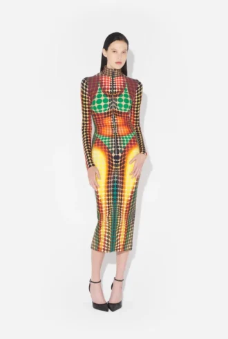 Reeditare – rochia midi cu buline maro