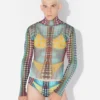 Reeditare – Top din plasă cu Mesh Print cu buline albastre