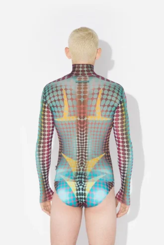 Reeditare – Top din plasă cu Mesh Print cu buline albastre