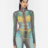 Reeditare – Top din plasă cu Mesh Print cu buline albastre