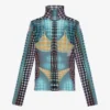 Reeditare – Top din plasă cu Mesh Print cu buline albastre