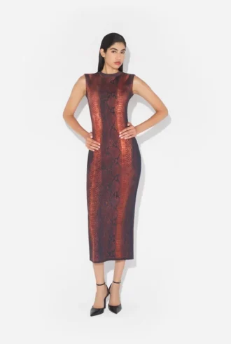 Rochie din bumbac cu imprimeu de piton