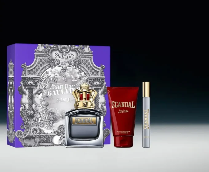 Scandal Pour Homme 3,4 oz, gel de duș 2,5 oz și spray Scandal Pour Homme 3,4 oz, gel de duș 2,5 oz și spray