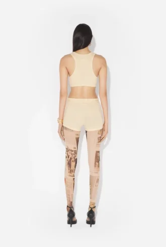 Pantaloni scurți bej cu patch-uri Gaultier