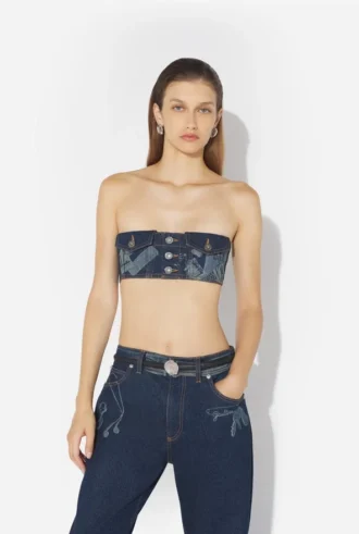 Sutienul din denim cu efect Trompe L’œIl Sutienul din denim cu efect Trompe L’œIl